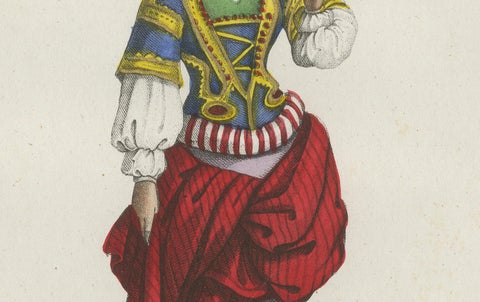 Timbuktu Woman Costume Print, Antique Hand-Colored Lithograph, 1854, close-up 2