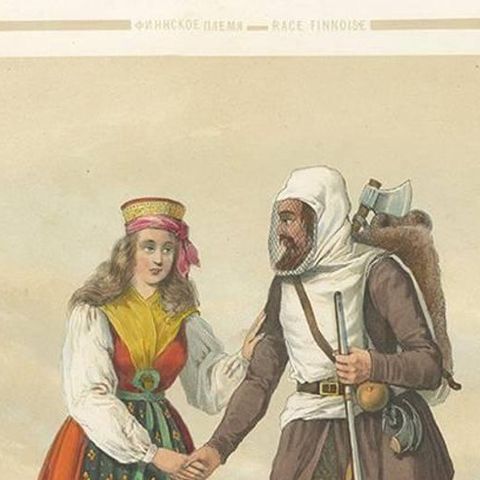 Antique Costume Print of People from Vologda (c.1860), close-up 1