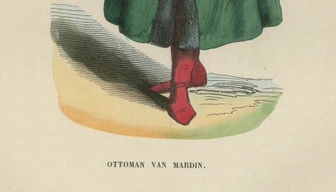 Ottoman Gentleman from Mardin (Mesopotamia) - Antique Costume Lithograph, c.1852, close-up 4