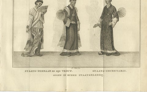 Burmese Official, Wife & Secretary in Ceremonial Dress, Antique Print, c.1800, close-up 2