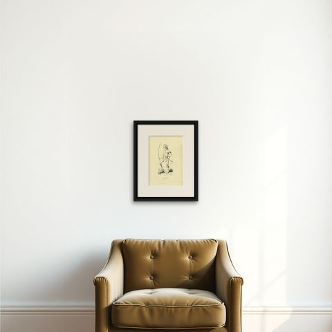 Native of Vanikoro, Antique Wahlen Costume Print, 1843-1844, shown framed on a wall