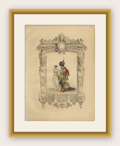 French First Empire Court Costume Lithograph, 1807, Published 1847, shown framed
