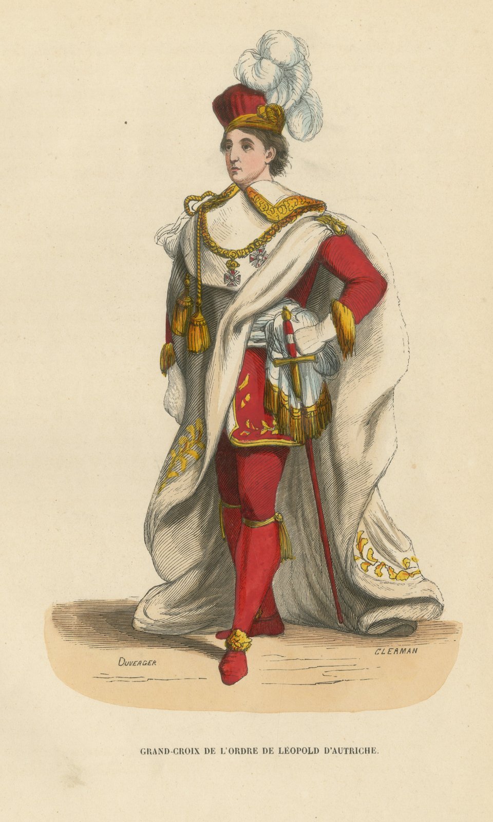 Grand Cross of Leopold of Austria, Hand Colored Wood Engraving, 1844