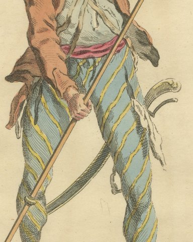 Habit of a Rascian Tolpatch in 1742, Hand Colored Jefferys Costume Plate, 1757, close-up 2