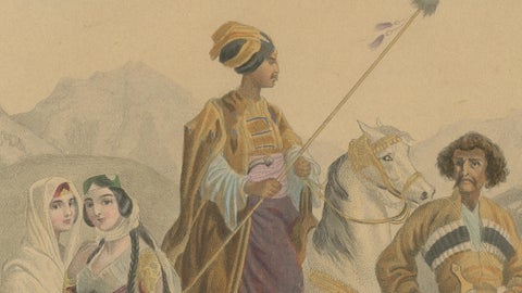 Antique Costume Prints of Asia: Persian, Kurdish, Circassian, Figures c1860, close-up 2