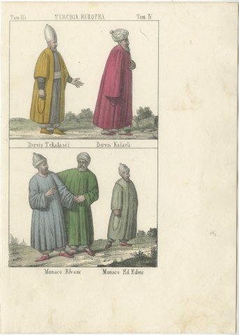 Dervishes Tekalasci and Kalacli with Elvani and Ed Edmi Monks, 1842, view 2