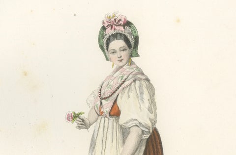 Russian Traditional Costumes and Trades, Set of Four Antique Prints, circa 1850, close-up 5
