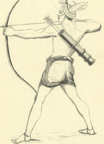 Mangowien Warrior, Antique Wahlen Costume Print, 1843-1844, close-up 1
