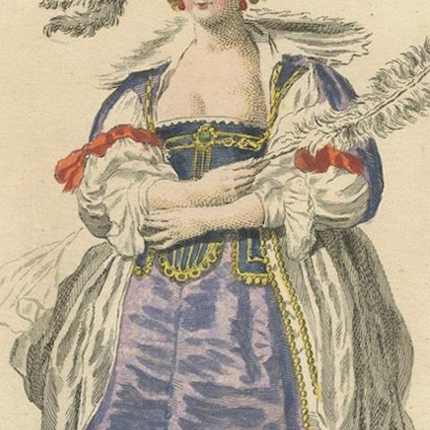 1620 Elegance: The Attire of a Painter's Muse Engraved, circa 1756, close-up 5