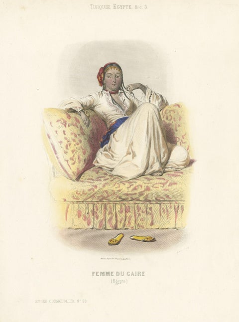 Antique Costume Print of a Woman from Cairo, 1850, view 2