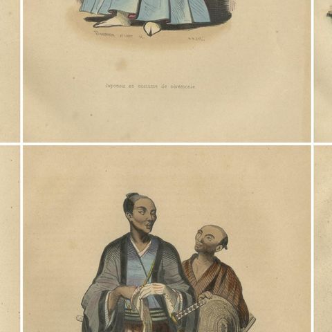 Vibrant Handcolored Depictions of Japanese Costumes from 1844, close-up 2