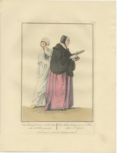 Burgher Woman and Daughter going to Church, Dutch Costume, 1811, view 2