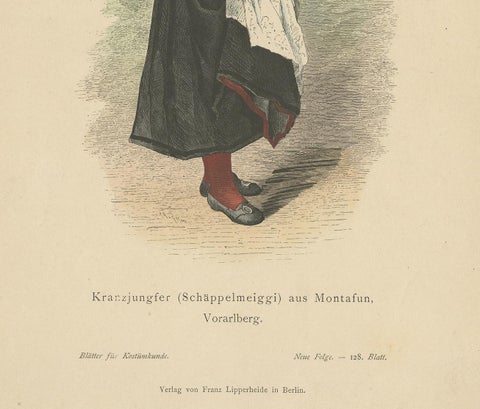 Antique Print of a Woman from Montafon in Winter Costume, circa 1880, view 4