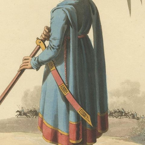Antique Print Ensign Bearer of the Spahis, The Military Costume of Turkey, 1818, close-up 2