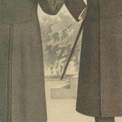 Old Fashion Print of Two Men Illustrating the Fashion Trends of September, 1898, close-up 2