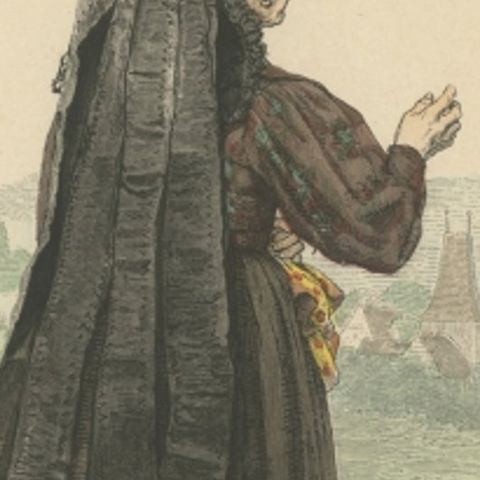 Antique Costume Print of a Farmer's Wife from the Region of Weimar, Lipperheide, close-up 2