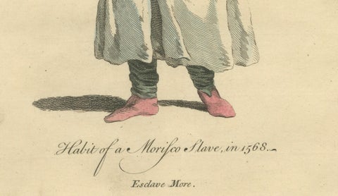 Habit of a Moorish Slave, North African Costume Engraving, 1749, close-up 2