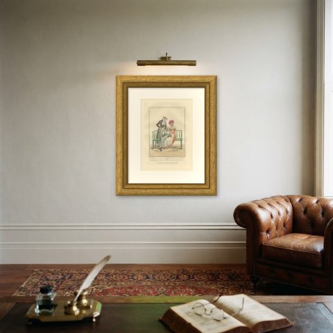 A Letter, Sweets and a Posy, Dutch Costume Print, Maaskamp, 1811, shown framed on a wall