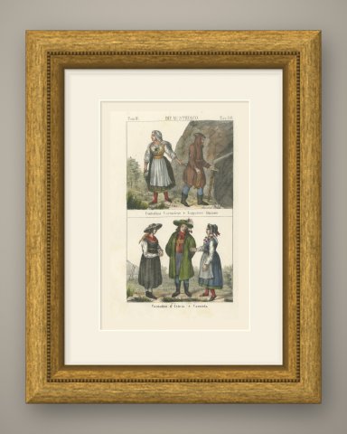 Carniolan Peasant Woman, Styrian Digger, Peasants of Istria and Carniola, 1842, shown framed