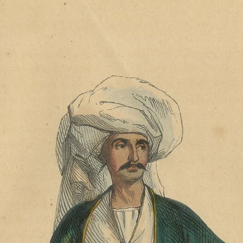 1844 Lithograph of a Bukharan Uzbek: Traditional Attire and Craft, close-up 4