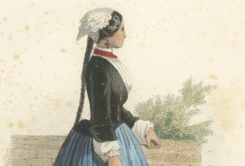 Set of Four Antique Portuguese & Madeira Folk Costume Engravings, circa 1850, close-up 4