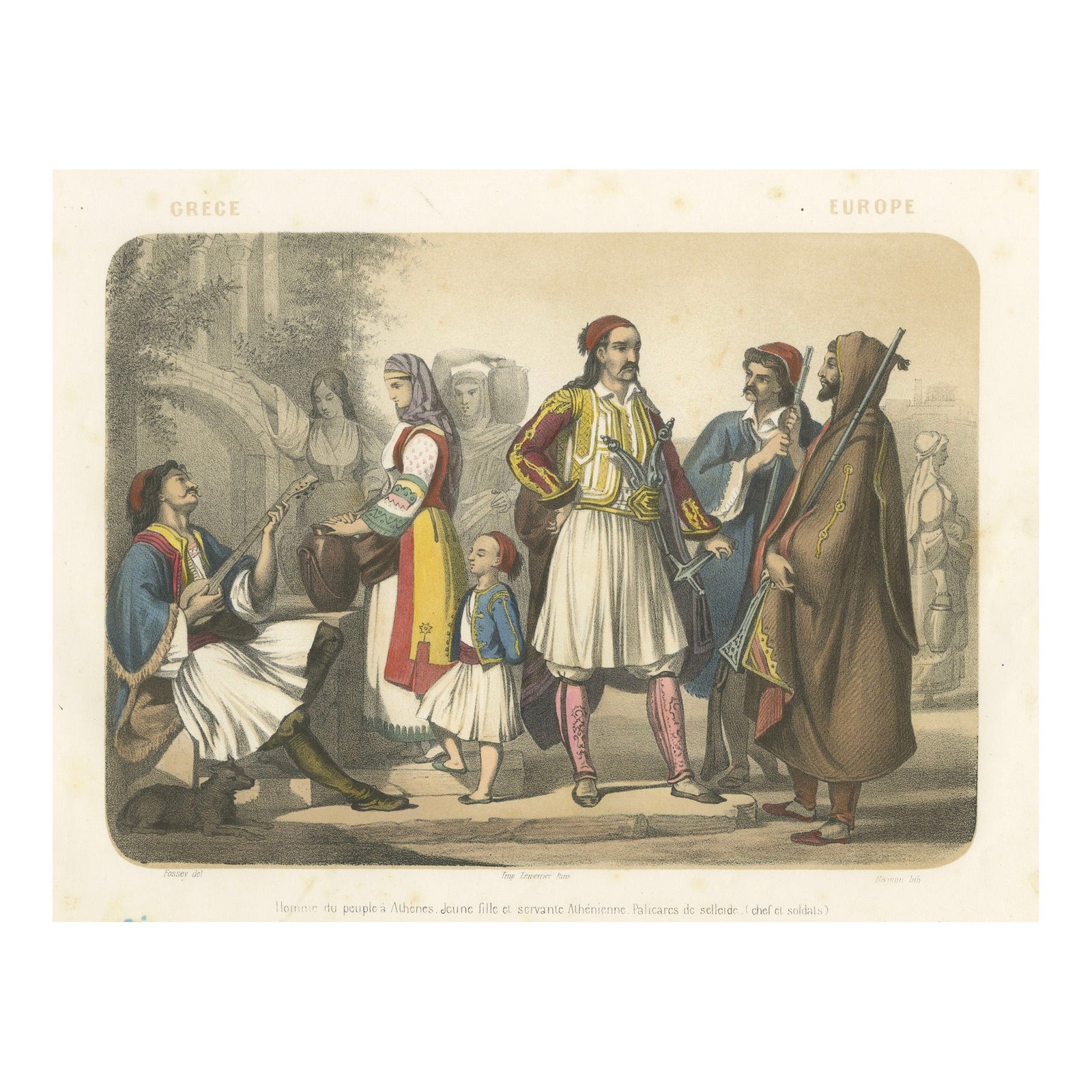 Greek Costumes, Athenians and Palicars of Selléide, c.1845