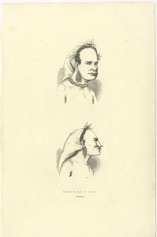 Native and Chief of Vannu, Vanikoro, Antique Wahlen Costume Print, 1843-1844