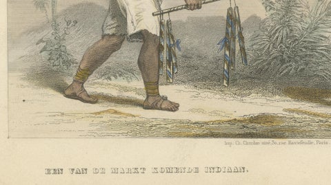 Mexican Market Indian and Firewood Seller, Hand-Colored Costume Print, 1865, close-up 2