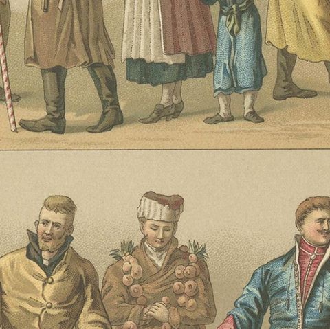 Antique Print of Polish Costumes Racinet, 'circa 1880', close-up 2