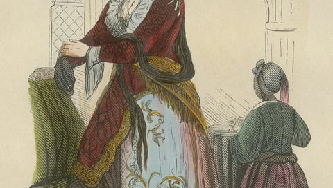 Turkish Noblewoman in Ottoman Court Dress - Antique Lithograph, c.1852, close-up 3