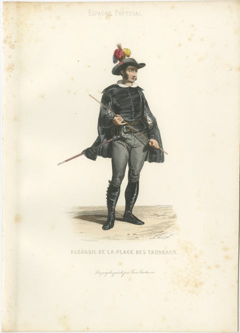 Set of Four Antique Spanish Costume Engravings, Castile & Madrid, circa 1850, view 4