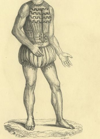 Native of the Romanzoff Archipelago, Antique Wahlen Costume Print, 1843-1844, close-up 1