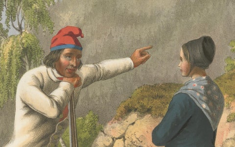 Norwegian Hunter and Woman in Gudbrandsdal Dress, Tonsberg Edition, c.1860, close-up 3