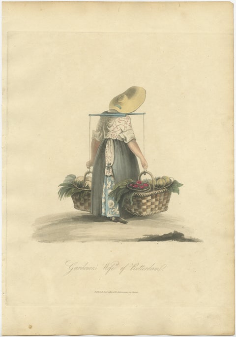 Decorative Antique Print of a Gardeners Wife of Rotterdam, the Netherlands, 1817, view 2