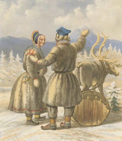 Sámi Winter Dress, Karasjok, Northern Norway, Traditional Arctic Clothing, 1860, close-up 5