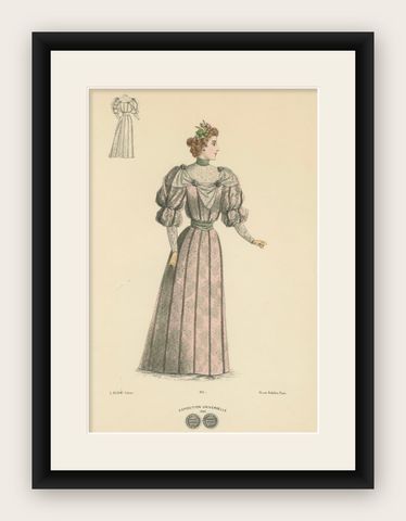 A Lithograph of Fashion Elegance at the Exposition Universelle, 1889, shown framed