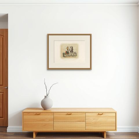 Antique Costume Print of People from Vologda (c.1860), shown framed on a wall