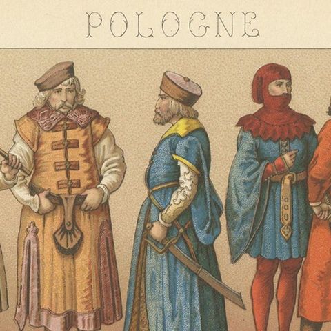 Antique Print of Polish Costumes Racinet, 'circa 1880', close-up 1