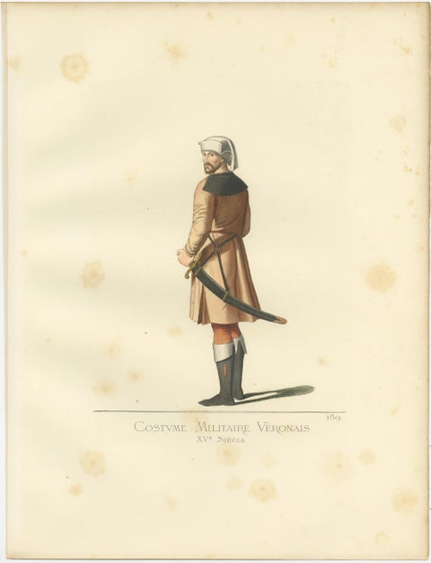 Antique Print of a 15th Century Veronese Military Costume by Bonnard, 1860, view 3