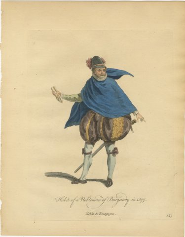 Nobleman of Burgundy in Blue Cape and Puffed Trunk Hose, 1577, Jefferys 1757, view 2