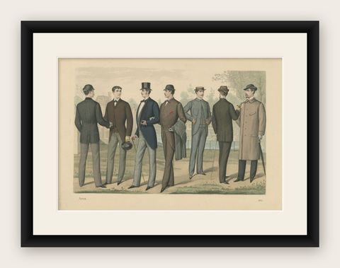 Antique Print of Fashion in April 1883 by Klemm & Weiss, circa 1900, shown framed
