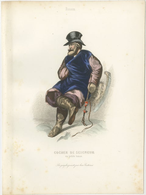 Russian Traditional Costumes and Trades, Set of Four Antique Prints, circa 1850, view 5