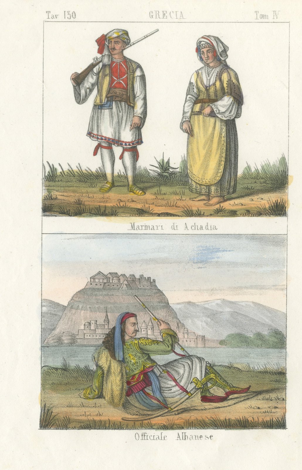 Sailors of Achadia and an Albanian Officer in Greek Costume, 1842