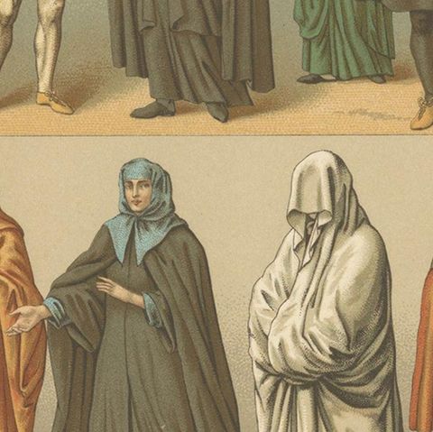 Pl. 66 Antique Print of Eastern Costumes by Racinet, 'circa 1880', close-up 2