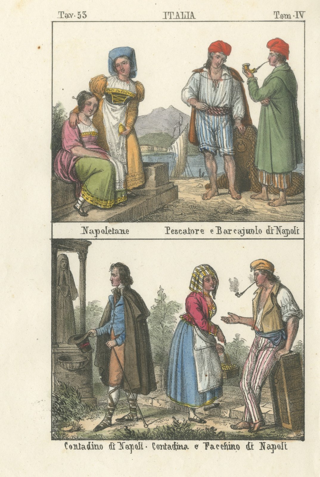 Neapolitan Women, a Fisherman, a Boatman and Country People of Naples, 1842