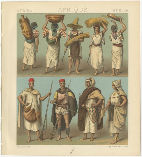 North African Costumes & Figures, Racinet Afrique Plates, Set of 2, 1888, view 2