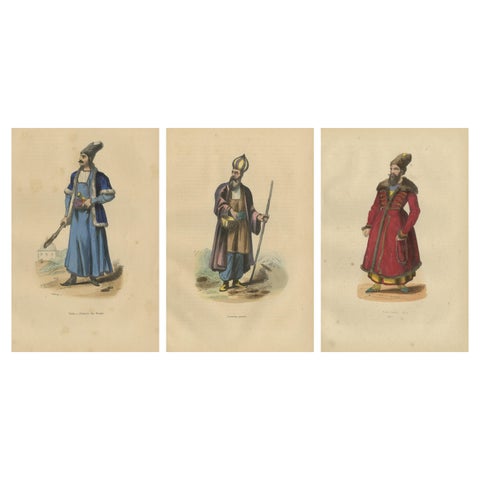 1844 Persian Cultural Figures: Engraved Prints of Traditional Attires