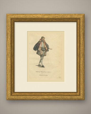 Man of Nuremberg in Striped Cloak and Paned Hose, Costume of 1577, 1757, shown framed