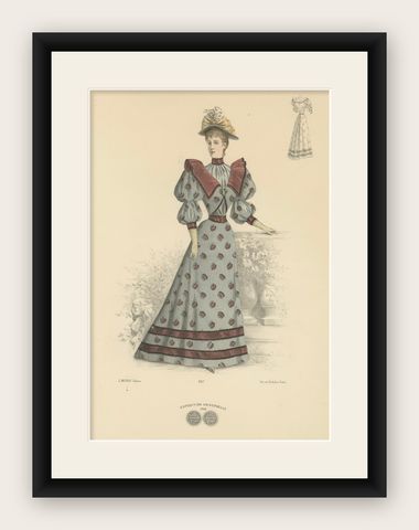 Victorian Fashion Statements: Litho by Michau for the Exposition Universelle, shown framed