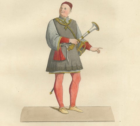 Medieval Fashion Ensemble from Rome & Venice, 14th–15th Century, Published 1845, close-up 1